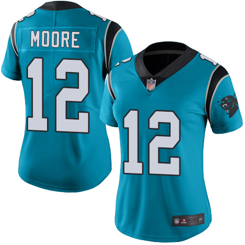 Carolina Panthers Limited Blue Women DJ Moore Jersey NFL Football #12 Rush Vapor Untouchable->youth nfl jersey->Youth Jersey